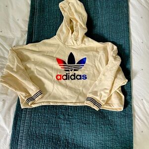 Off white Adidas cropped hoodie